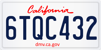 CA license plate 6TQC432