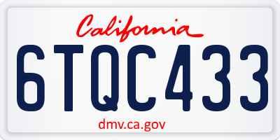 CA license plate 6TQC433