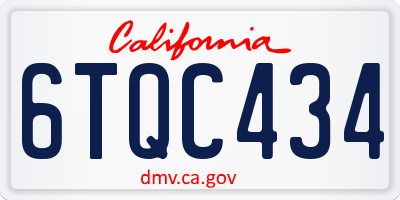 CA license plate 6TQC434