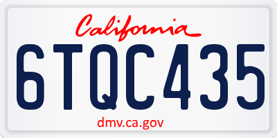 CA license plate 6TQC435