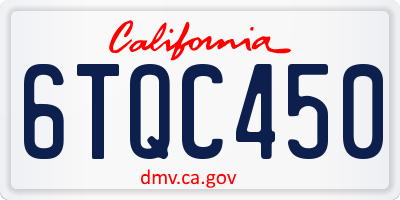 CA license plate 6TQC450