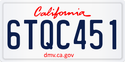 CA license plate 6TQC451