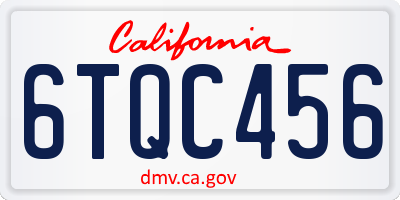 CA license plate 6TQC456