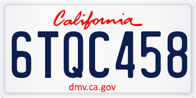 CA license plate 6TQC458