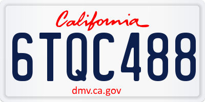 CA license plate 6TQC488