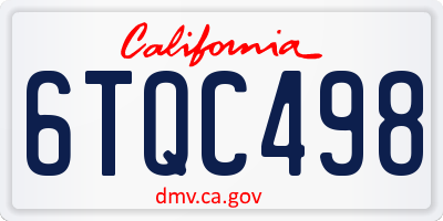 CA license plate 6TQC498