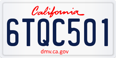 CA license plate 6TQC501