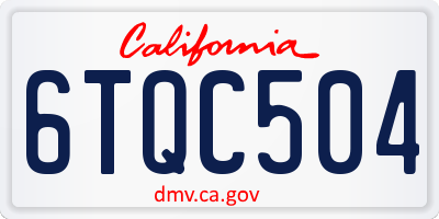 CA license plate 6TQC504