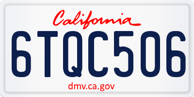 CA license plate 6TQC506