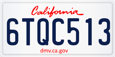 CA license plate 6TQC513