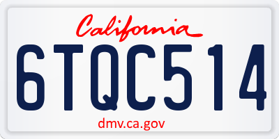 CA license plate 6TQC514