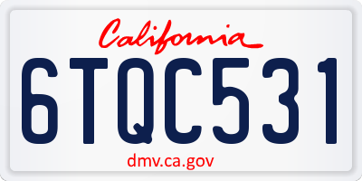CA license plate 6TQC531
