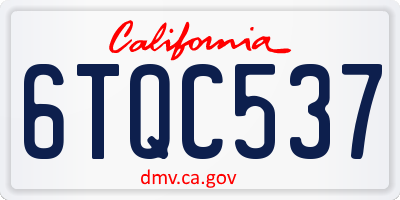 CA license plate 6TQC537