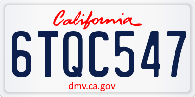 CA license plate 6TQC547
