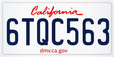 CA license plate 6TQC563