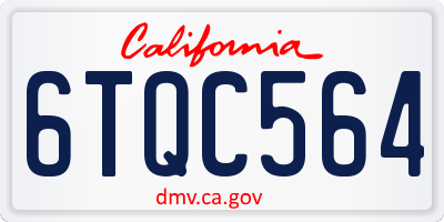 CA license plate 6TQC564
