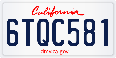 CA license plate 6TQC581