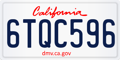 CA license plate 6TQC596