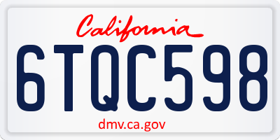 CA license plate 6TQC598
