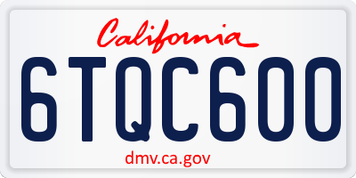 CA license plate 6TQC600