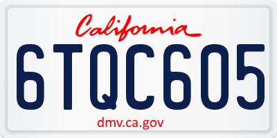 CA license plate 6TQC605