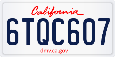 CA license plate 6TQC607