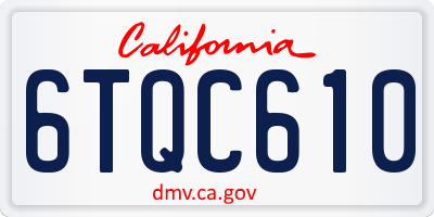 CA license plate 6TQC610