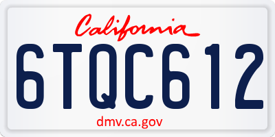 CA license plate 6TQC612