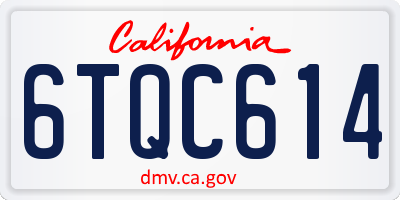 CA license plate 6TQC614