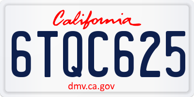 CA license plate 6TQC625