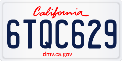 CA license plate 6TQC629