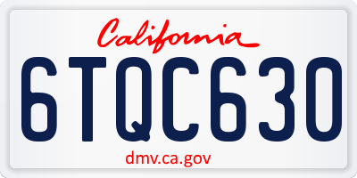 CA license plate 6TQC630