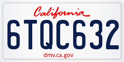 CA license plate 6TQC632