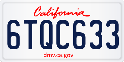 CA license plate 6TQC633