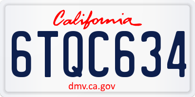 CA license plate 6TQC634