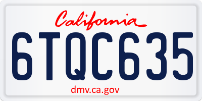 CA license plate 6TQC635