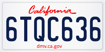 CA license plate 6TQC636