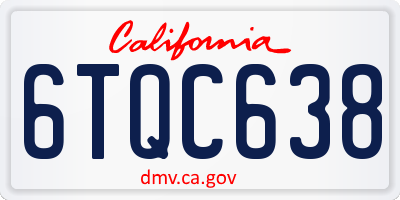 CA license plate 6TQC638