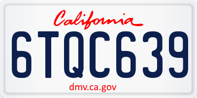 CA license plate 6TQC639