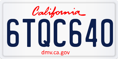 CA license plate 6TQC640