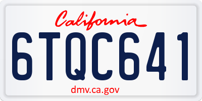 CA license plate 6TQC641