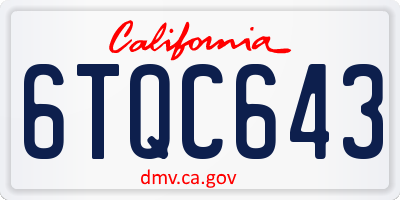 CA license plate 6TQC643