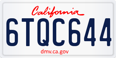 CA license plate 6TQC644