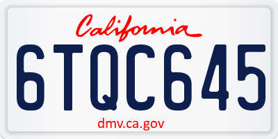 CA license plate 6TQC645