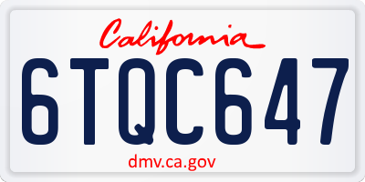 CA license plate 6TQC647