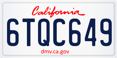 CA license plate 6TQC649