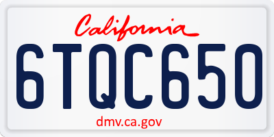 CA license plate 6TQC650