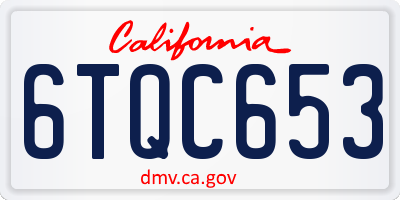 CA license plate 6TQC653