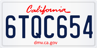 CA license plate 6TQC654