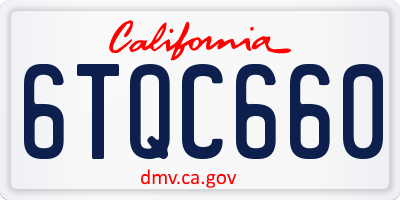 CA license plate 6TQC660